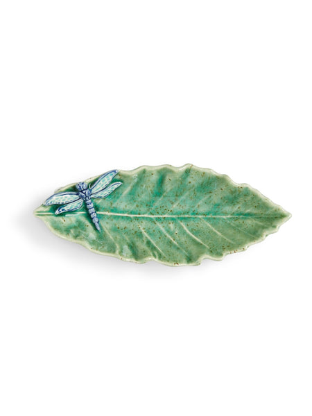 Bordallo Pinheiro Chestnut Leaf Dish With Dragonfly