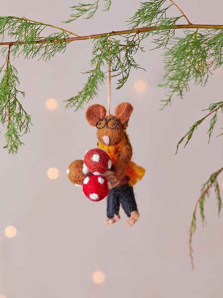 Oliver Mouse Handmade Felt Christmas Decoration