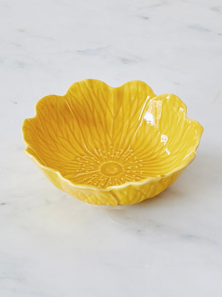 Anemone Flower Bowl & Large Flower Frog Bundle, Yellow
