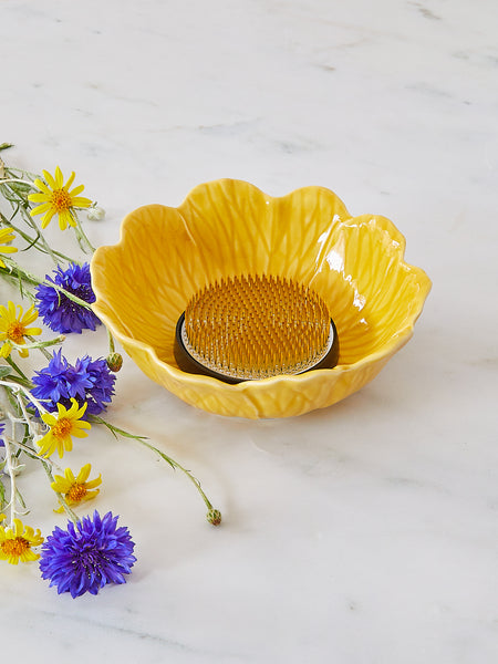 Anemone Flower Bowl & Large Flower Frog Bundle, Yellow