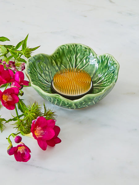Large Cabbageware Bowl and Large Flower Frog Bundle