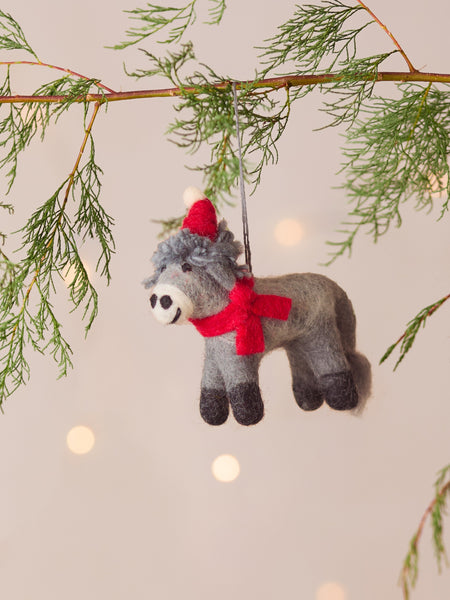 Dudley The Donkey Handmade Felt Christmas Decoration