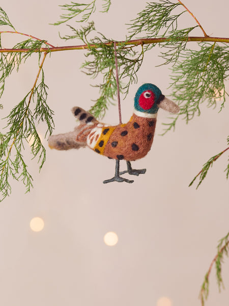 Fitz the Pheasant Handmade Felt Christmas Decoration