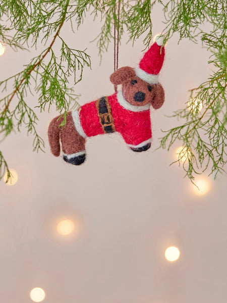 Buddy The Dog Handmade Felt Christmas Decoration