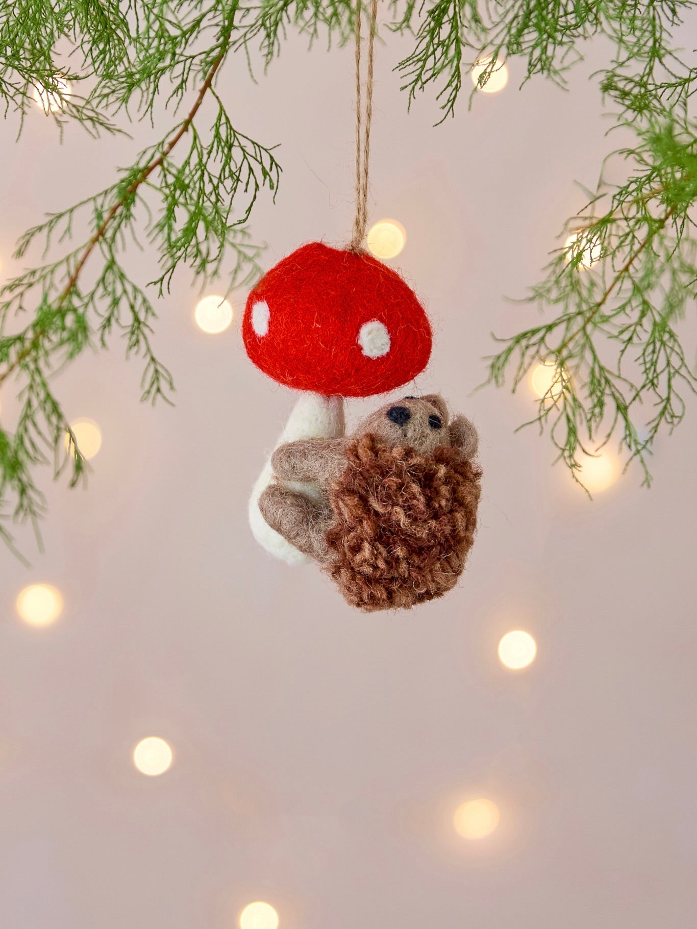 Handmade Needle Felt Hanging Decoration - Woodland Caterpillar Toadstools