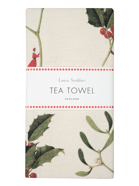 Laura Stoddart Holly & Mistletoe Christmas Tea Towel
