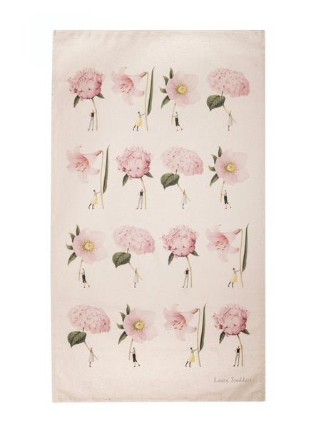 Laura Stoddart Pink Flowers Tea Towel