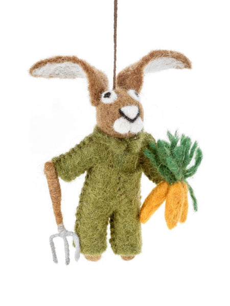 Gordon the Gardening Hare Handmade Felt Decoration