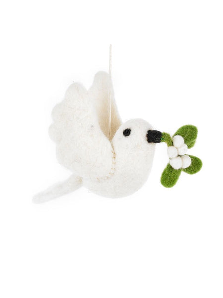 Mistletoe Dove Handmade Felt Christmas Decoration