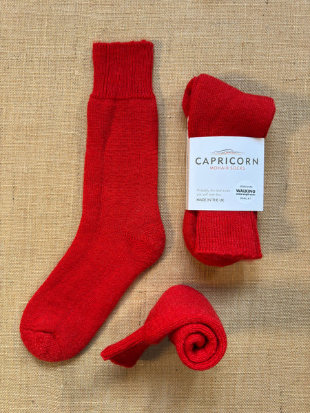 Mohair Boot Socks, Poppy Red