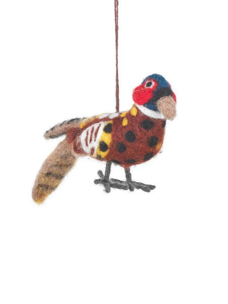 Fitz the Pheasant Handmade Felt Christmas Decoration