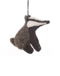 Bertie The Badger Handmade Felt Christmas Decoration