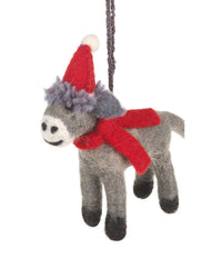 Dudley The Donkey Handmade Felt Christmas Decoration