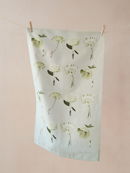 Laura Stoddart Green Flowers Tea Towel