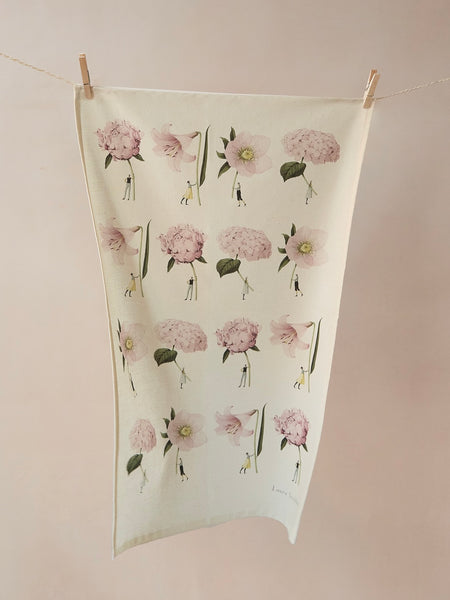 Laura Stoddart Pink Flowers Tea Towel