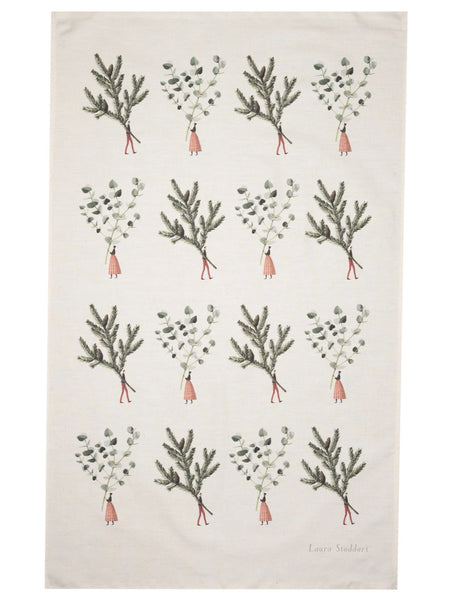Laura Stoddart Spruce and Eucalyptus Christmas Tea Towel