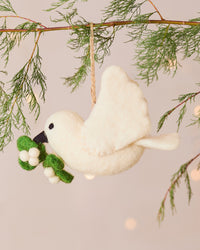 Mistletoe Dove Handmade Felt Christmas Decoration