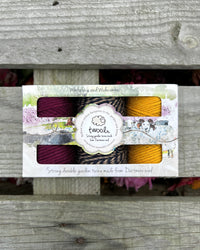 Twool Sustainable Wool Garden Twine Gift Box, Magenta/Navy twist/Yellow