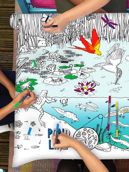 EatSleepDoodle Colour-In Tablecloth - Pond Life