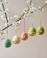 Set of Five Handmade Felt Easter Egg Decorations