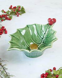 Holly Bowl and Small Flower Frog Bundle