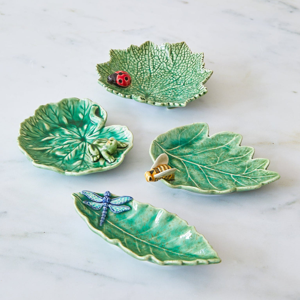 Bordallo Pinheiro Vine Leaf Dish With Ladybird