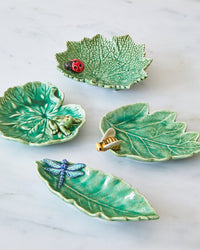 Bordallo Pinheiro Vine Leaf Dish With Ladybird