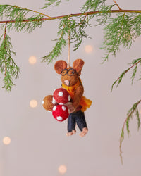 Oliver Mouse Handmade Felt Christmas Decoration