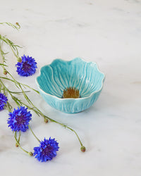 Buttercup Flower Bowl and Small Flower Frog Bundle, Sky Blue