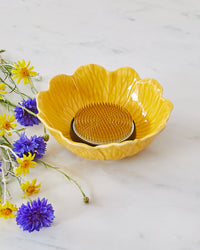 Anemone Flower Bowl & Large Flower Frog Bundle, Yellow