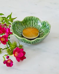 Large Cabbageware Bowl and Large Flower Frog Bundle