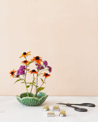 Small Cabbageware Bowl and Four Mini Flower Frogs Bundle