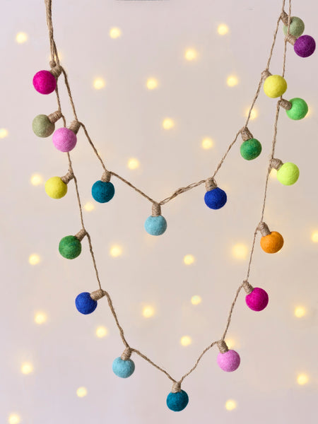 Rainbow Lightbulbs Handmade Felt Christmas Garland