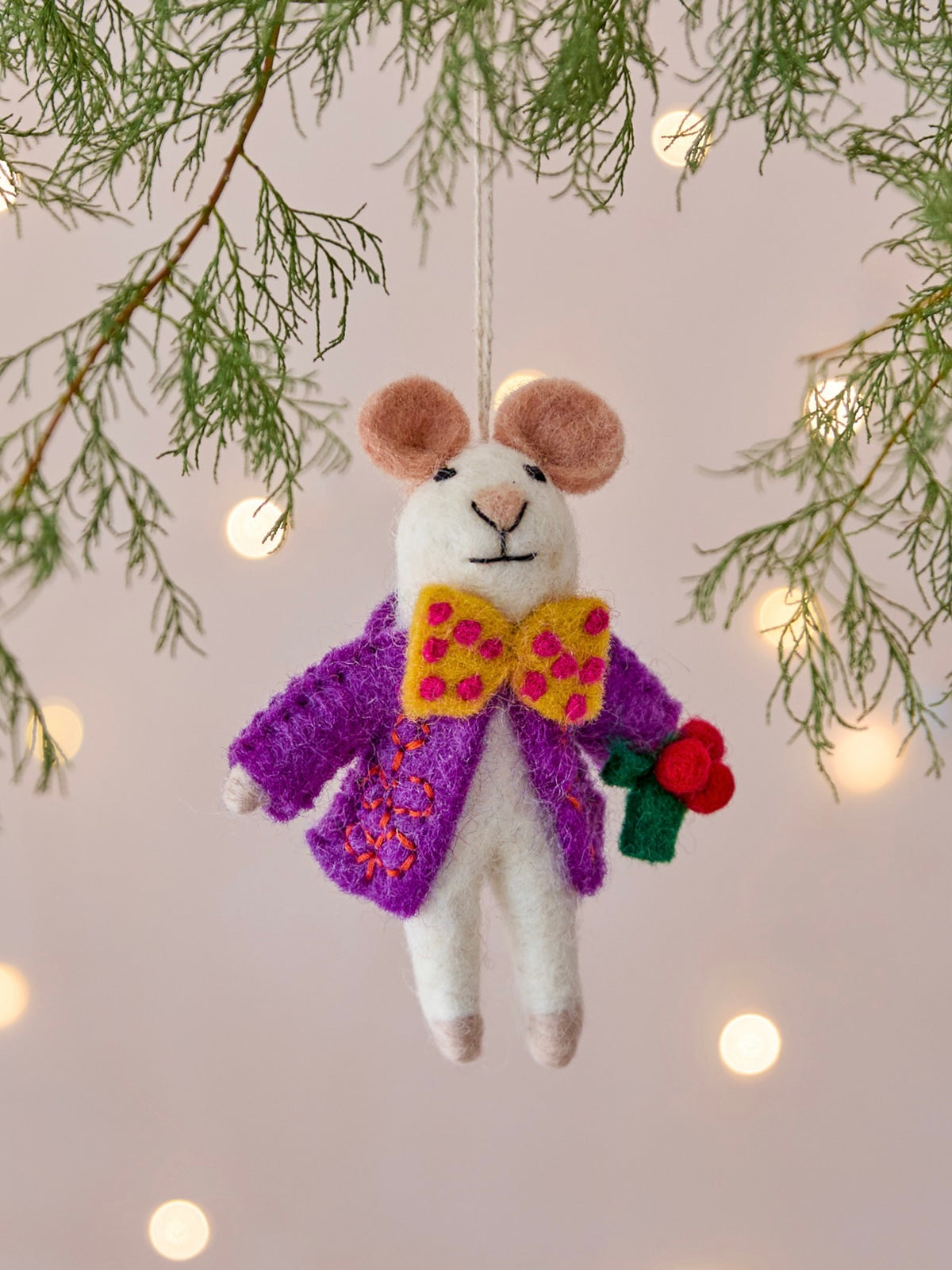 Jingle Whiskers Mouse Handmade Felt Christmas Decoration