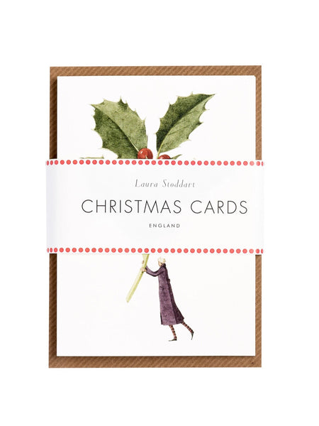 Laura Stoddart Holly & Mistletoe Christmas Cards, Pack of 10