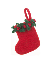 Mini Holly Berry Handmade Felt Christmas Stocking