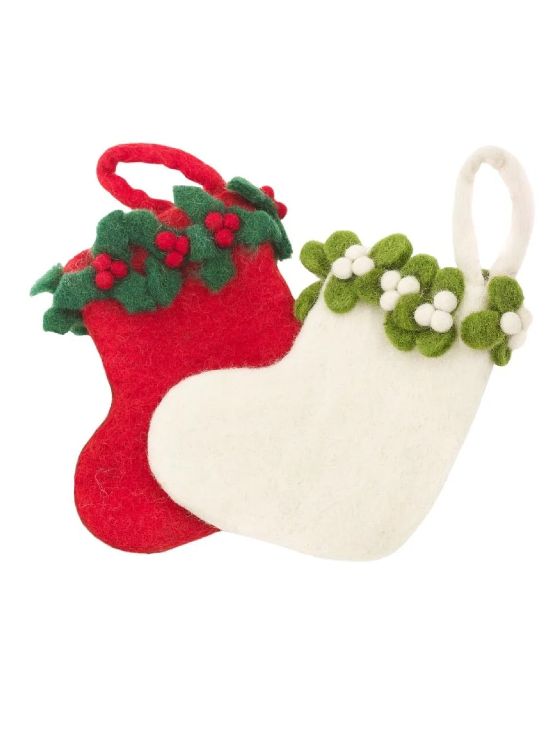 Mini Holly Berry Handmade Felt Christmas Stocking