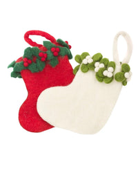 Mini Holly Berry Handmade Felt Christmas Stocking