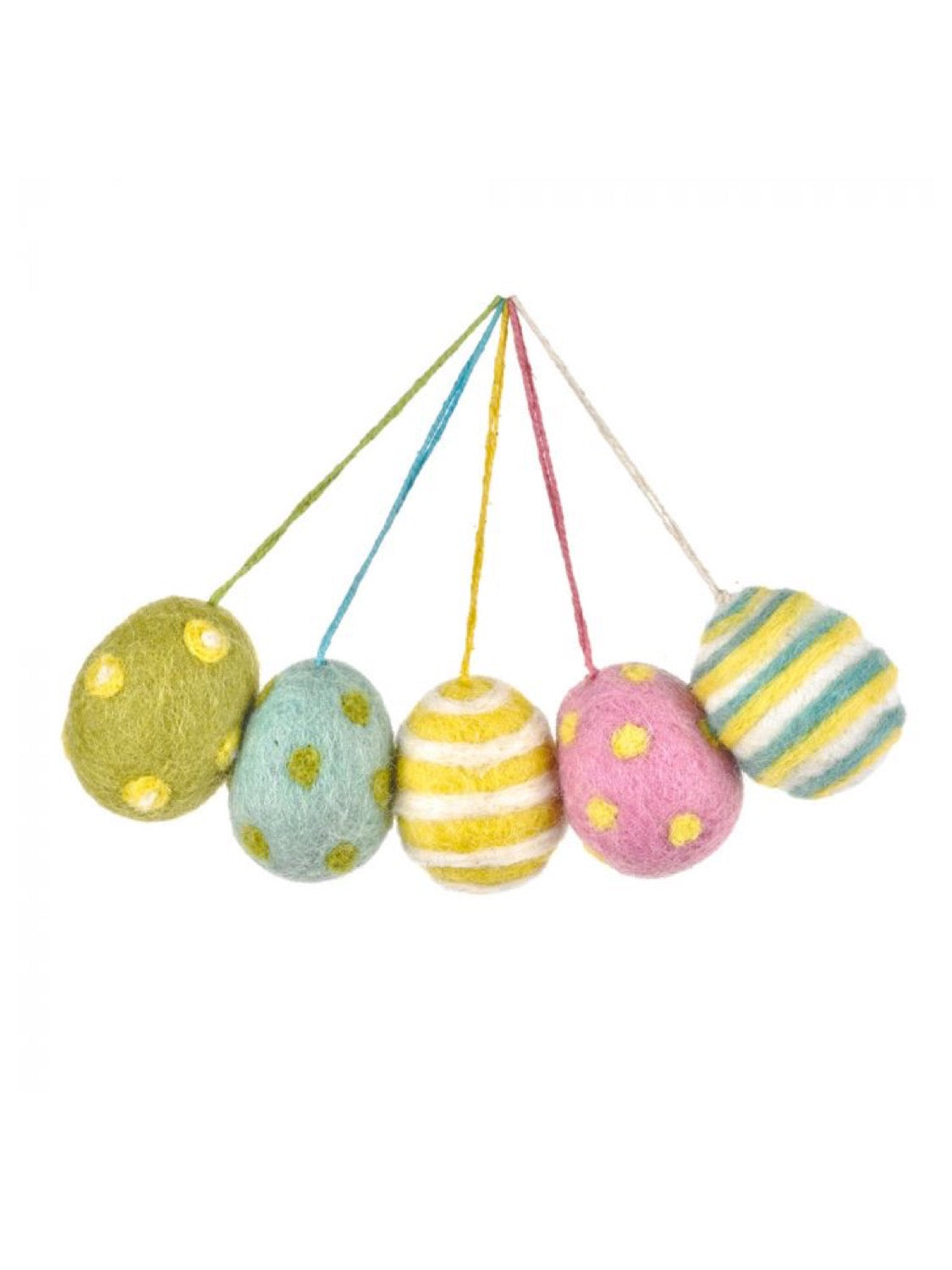 Set of Five Handmade Felt Easter Egg Decorations