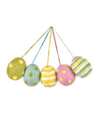 Set of Five Handmade Felt Easter Egg Decorations