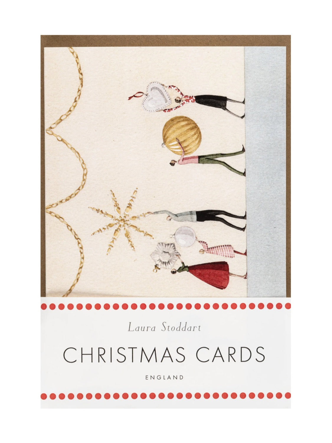 Laura Stoddart Present and Bauble Row Christmas Cards, Pack of 10