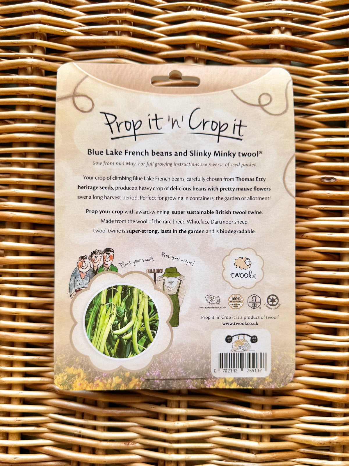 Twool Prop it ‘n’ Crop it - Climbing French Bean 'Blue Lake'