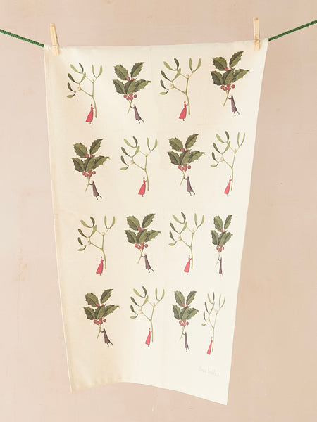 Laura Stoddart Holly & Mistletoe Christmas Tea Towel
