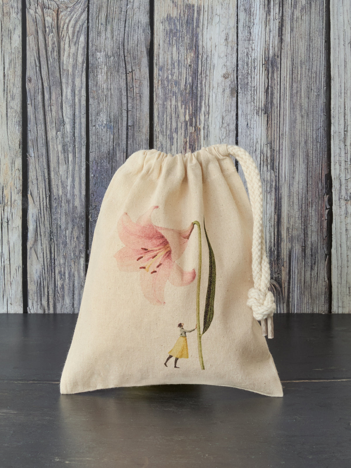 Laura Stoddart Pink Lily Mini Drawstring Bag