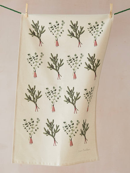 Laura Stoddart Spruce and Eucalyptus Christmas Tea Towel