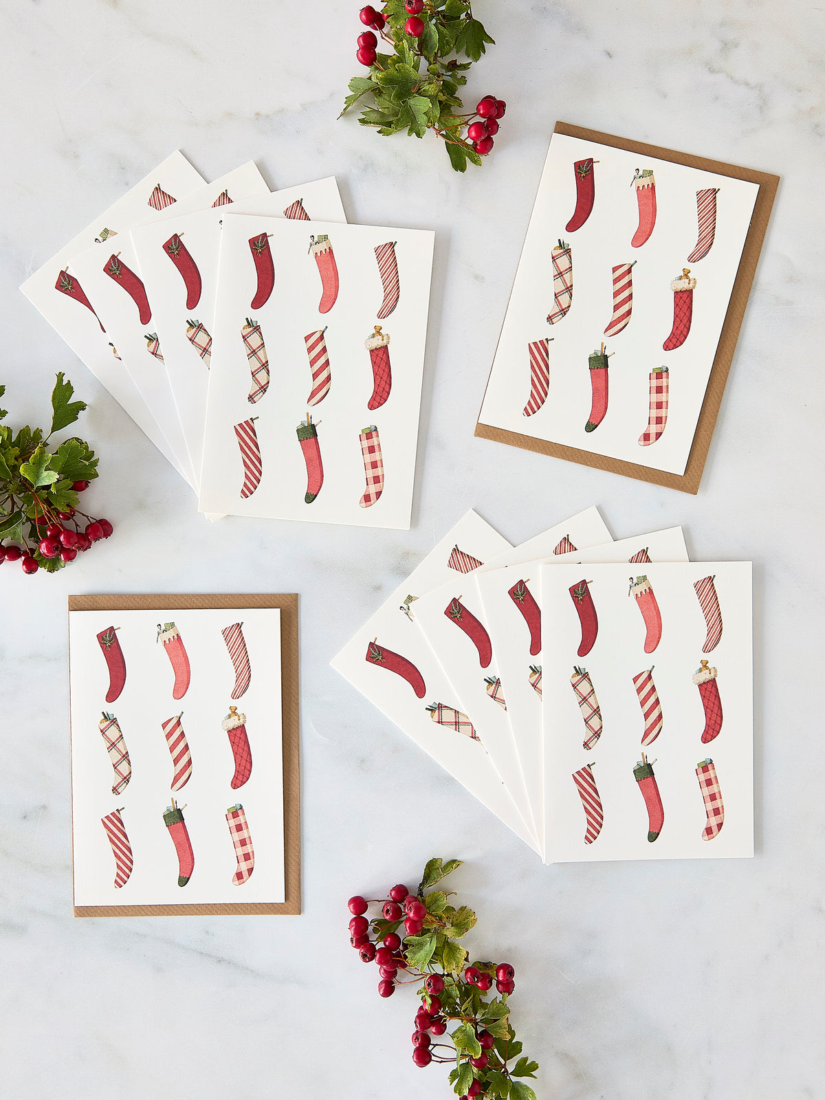 Laura Stoddart Christmas Stockings Christmas Cards, Pack of 10