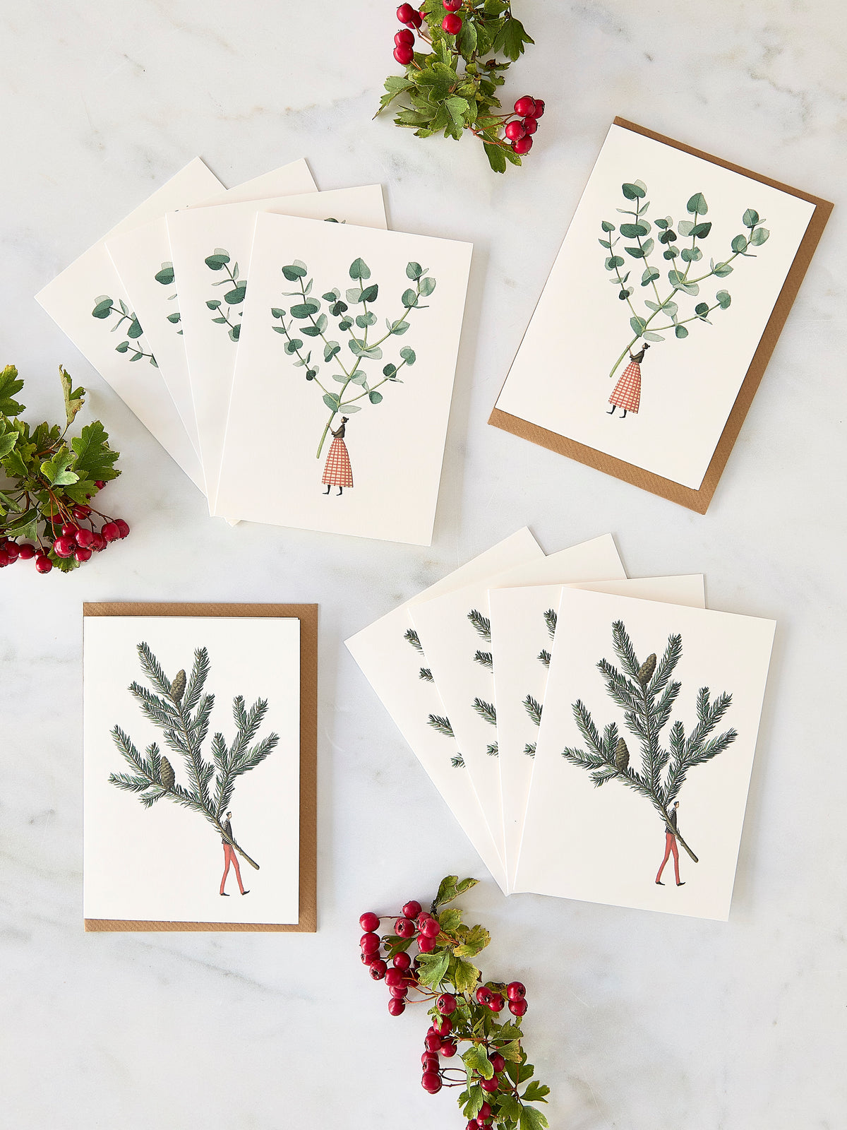 Laura Stoddart Spruce & Eucalyptus Christmas Cards, Pack of 10