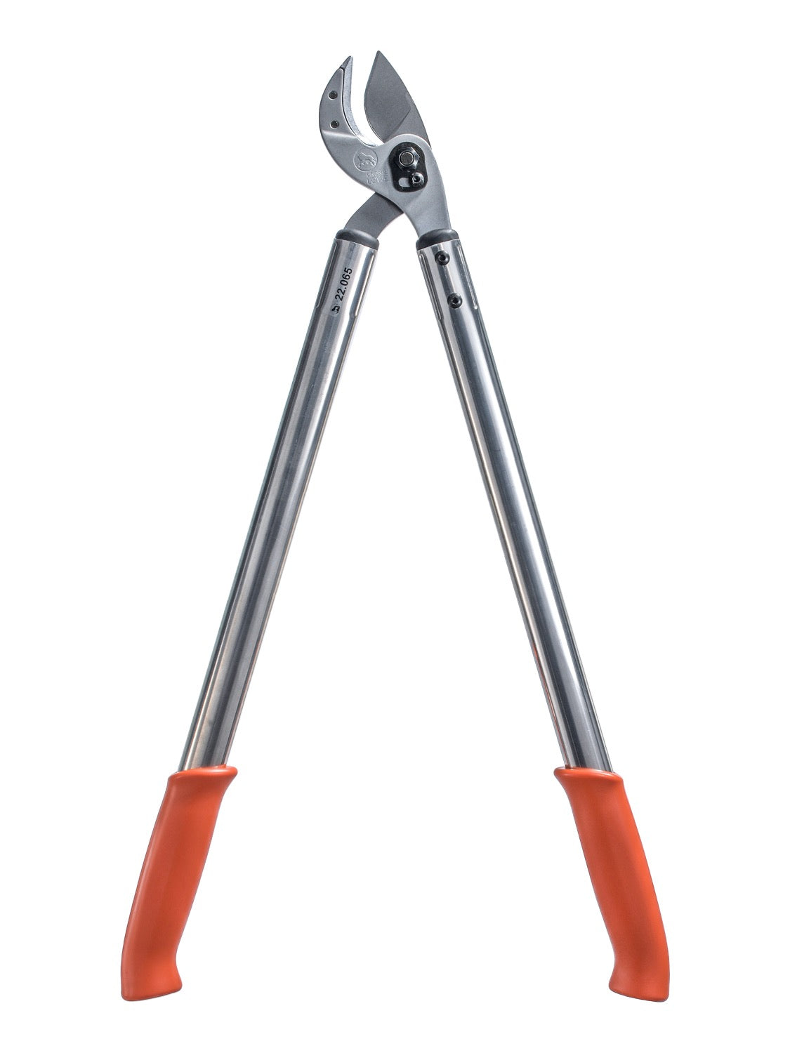 Anvil loppers with orange handles on a white background