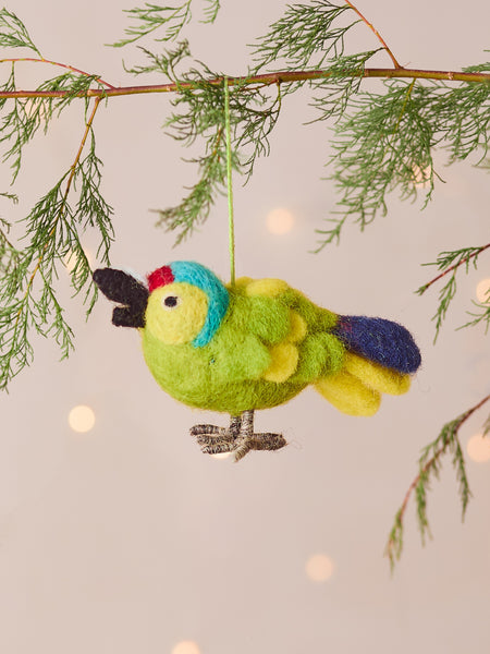 Paco The Parrot Handmade Felt Christmas Decoration