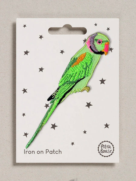 Petra Boase Iron-On Patch, Rose-Ringed Parakeet
